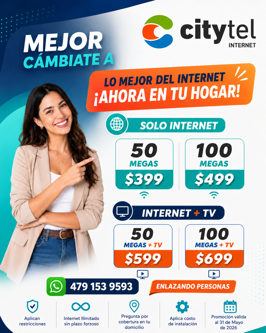 Promoción Citytel Internet mayo 2026 con paquetes de internet e internet más TV